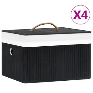 vidaXL Bambusowe pojemniki do przechowywania, 4 szt., czarne vidaXL - Pudła i pojemniki do przechowywania - miniaturka - grafika 1