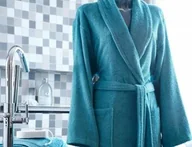 Szlafroki damskie - Blanc Des Vosges Szlafrok bawełniany UNI Morski - miniaturka - grafika 1