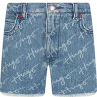 Spodnie i spodenki dla dziewczynek - HUGO KIDS Szorty | Regular Fit - miniaturka - grafika 1