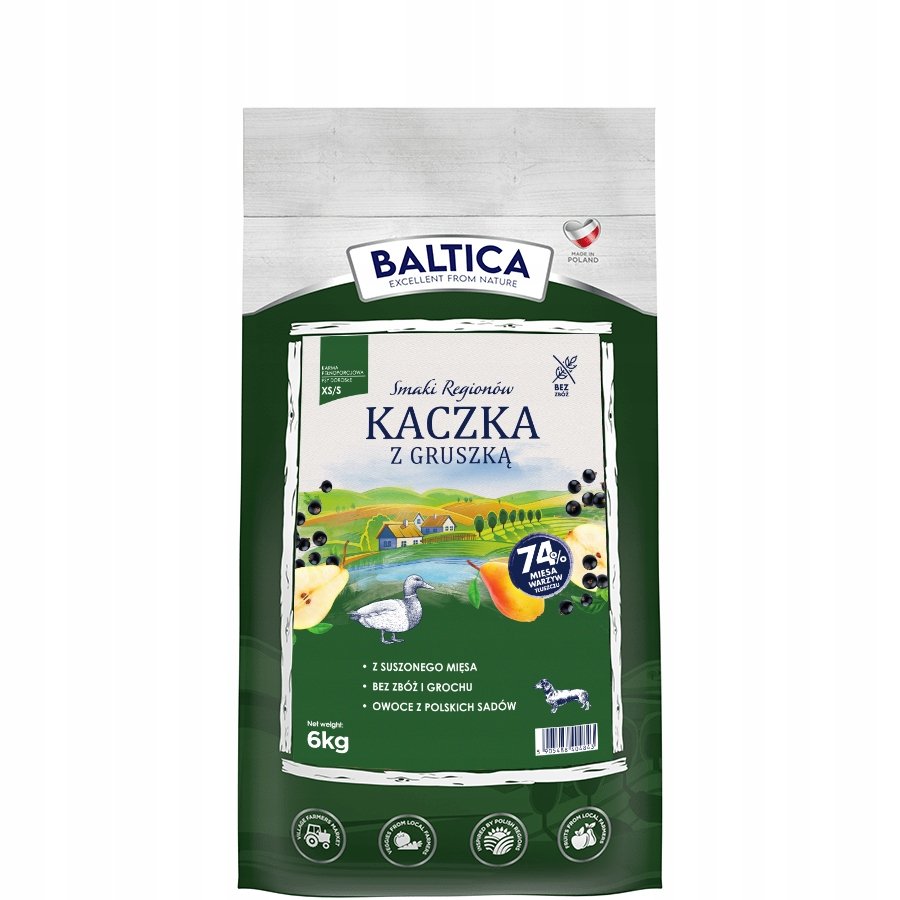 BALTICA Smaki regionów Małe rasy Kaczka z gruszką - sucha karma dla psa - 6kg