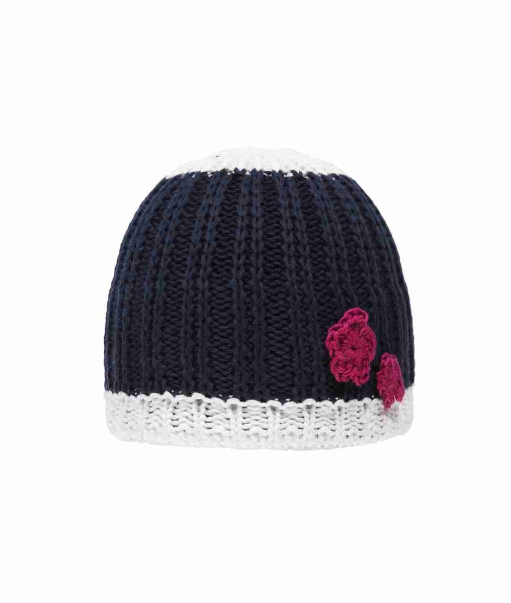 Czapka dziewczęca, granatowa, kwiatek, Döll