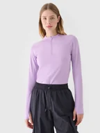 Koszulki i topy damskie - 4F Longsleeve slim gładki damski - fioletowy XS - miniaturka - grafika 1