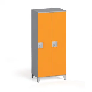 B2B Partner Szafa dwuczęściowa 1400 x 600 x 400 mm, szary/pomarańczowy 6100883 - Szafy biurowe - miniaturka - grafika 1