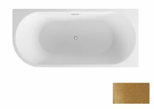 Besco WA-150-ZPZL ZOYA GLAM ZŁOTA Wanna wolnostojąca przyścienna syfon z przelewem chrom 150x75 prawa - Wanny - miniaturka - grafika 2