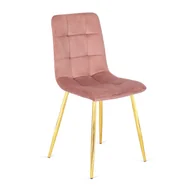 Krzesła - Krzesło Welurowe Jadalnia Glamour Złote Nogi Salon Do Toaletki Różowe YORK - miniaturka - grafika 1