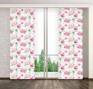 Zasłony - Zasłona panelowa gotowa na żabki, 75x245, różowa w kwiaty, ZPMB-93 - miniaturka - grafika 1