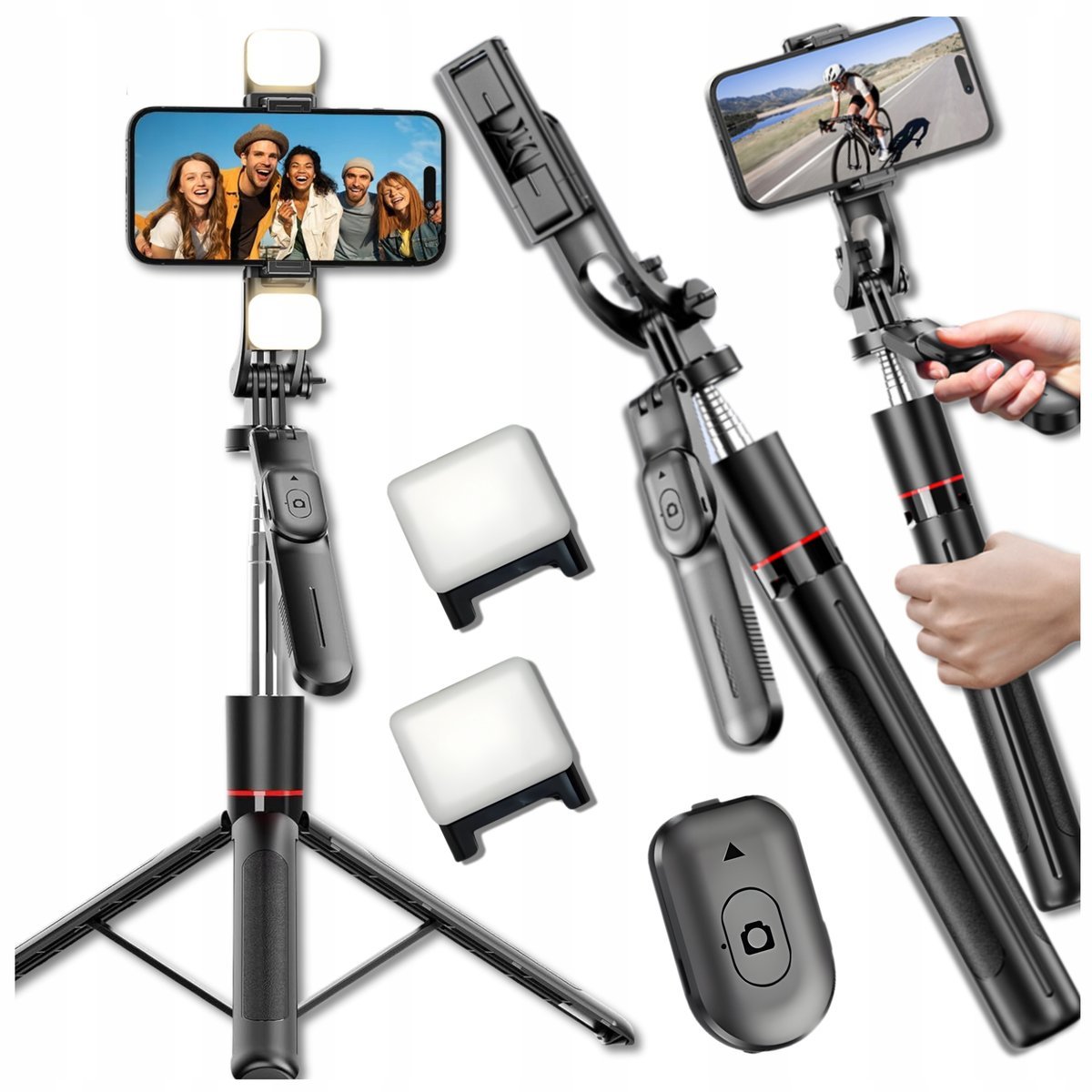 KIJEK SELFIE STATYW TRIPOD BLUETOOTH PILOT VLOG DO IPHONE 12 13 14 15 16 17