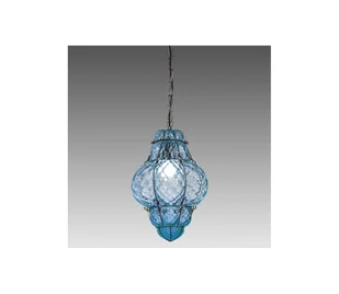 SIRU- Żyrandol na łańcuchu CLASSIC 1xE27/60W/230V śr. 30 cm niebieski/czarny Szkło weneckie - Lampy sufitowe - miniaturka - grafika 1