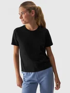 Koszulki sportowe damskie - Damski t-shirt basic 4F 4FWAW24TTSHF1650 - czarny - miniaturka - grafika 1