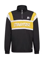 Kurtki męskie - Starter Black Label Męska kurtka z zamkiem błyskawicznym w stylu retro, czarny/złoty/biały, M - miniaturka - grafika 1