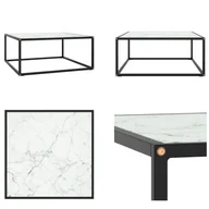 Ławy i stoliki kawowe - vidaXL Stolik kawowy czarny z białym szkłem o marmurowym wyglądzie 80x80x35 cm - Stolik kawowy - Stoliki kawowe - Stolik boczny - Stoliki okolicznościowe - miniaturka - grafika 1
