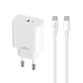 Ładowarki do telefonów - Maxlife ładowarka sieciowa PD QC MXTC-06-20C 1x USB-C 20W biała + kabel USB-C - USB-C 20W - miniaturka - grafika 1
