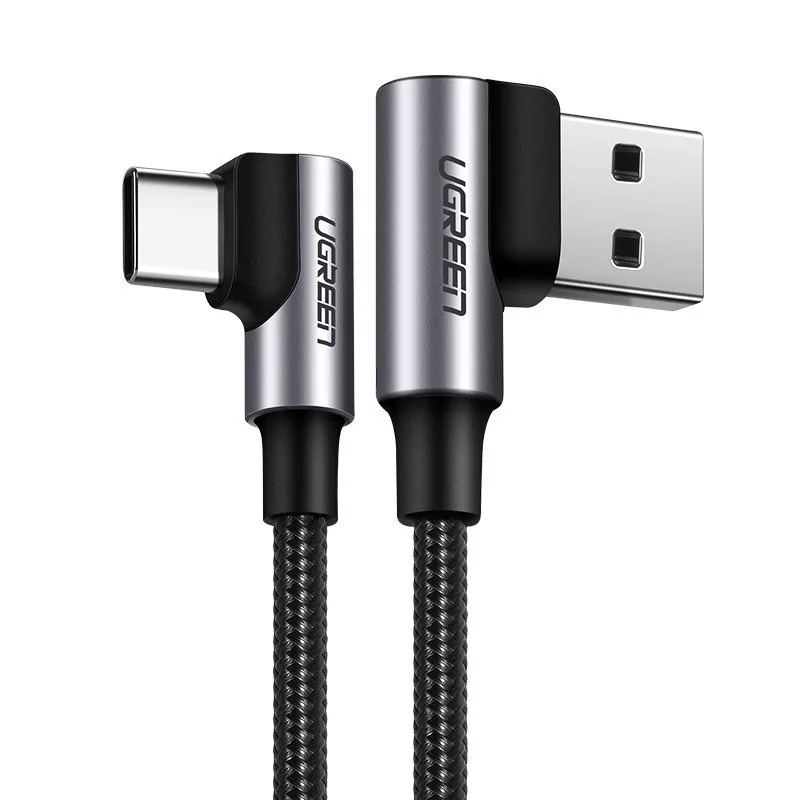 UGREEN kątowy kabel przewód USB - USB Typ C Quick Charge 3.0 QC3.0 3 A 0,5 m szary (US176 20855) - 0,5 0 5 US176 20855