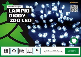 Multimix.pl Sznur świetlny 20 m 200 LED zewnętrzne oświetlenie możliwość łączenia zewnętrzne lampki choinkowe NR 1759 Ciepły biały OLED-200/G/X - Oświetlenie świąteczne - miniaturka - grafika 1