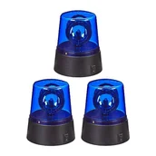 Oświetlenie i efekty wizualne - Relaxdays Niebieskie światło LED, zestaw 3 sztuk, lampa dookoła z obrotowym reflektorem, światło imprezowe, urodziny, zasilanie bateryjne, niebieskie, tworzywo sztuczne - miniaturka - grafika 1