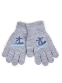 Rękawiczki dla dzieci - Rękawiczki Chłopięce Pięciopalczaste Szare Snowboard 16 Cm Yoclub - miniaturka - grafika 1