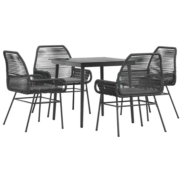 Zestaw mebli ogrodowych rattan PE czarny, stół 80x80x74 cm, krzesło 57x6