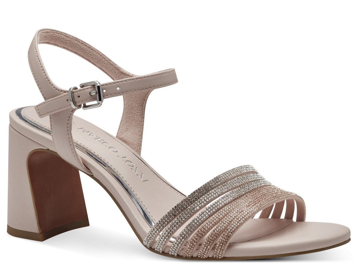 Sandały damskie na obcasie wizytowe na wesele różowe Marco Tozzi 28383-38