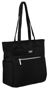 PETERSON Duża torebka damska na ramię czarna lekka i funkcjonalna na suwak kieszonki mieści a4 shopper bag - Torebki damskie PETERSON Duża torebka damska na ramię czarna lekka i funkcjonalna na suwak kieszonki mieści a4 shopper bag - Torebki damskie - miniaturka - grafika 1