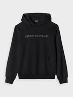 Bluzy sportowe męskie - Męska bluza dresowa nierozpinana z kapturem 4F 4FWAW24TSWSM1259 - czarna - miniaturka - grafika 1