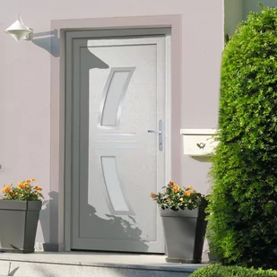 vidaXL Drzwi wejściowe, białe, 98x200 cm, PVC - Dekoratorstwo - miniaturka - grafika 1
