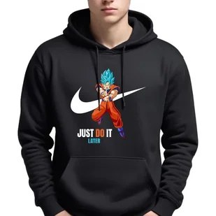 Bluza Męska Czarna Z Kapturem Just Do It Later Sportowe Super Wzory - Xxl - Bluzy męskie - miniaturka - grafika 1