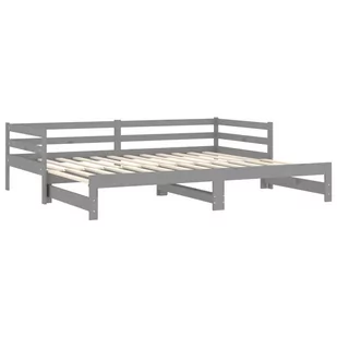 vidaXL Łóżko wysuwane szare lite drewno sosnowe 2x 90x200 cm 806957 - Łóżka - miniaturka - grafika 6