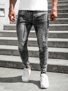 Spodnie męskie - Grafitowe spodnie jeansowe joggery męskie Denley KA1131-6 - miniaturka - grafika 1