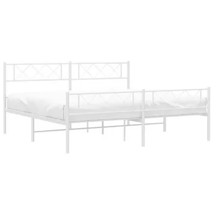 Metalowa rama łóżka z wezgłowiem i zanóżkiem, biała, 183x213 cm Lumarko! - Łóżka - miniaturka - grafika 4
