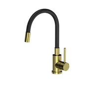 Baterie kuchenne - Steiner Bateria zlewozmywakowa stalowa MAGGIE kolor złoty z elastyczną czarną wylewką - miniaturka - grafika 1