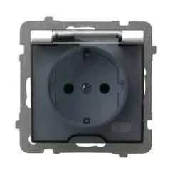Ospel Gniazdo bryzgoszczelne z uziemieniem schuko IP-44, kolor biały- wieczko w kolorze dymnym GPH-1GS/m/00/d - Gniazdka elektryczne - miniaturka - grafika 1