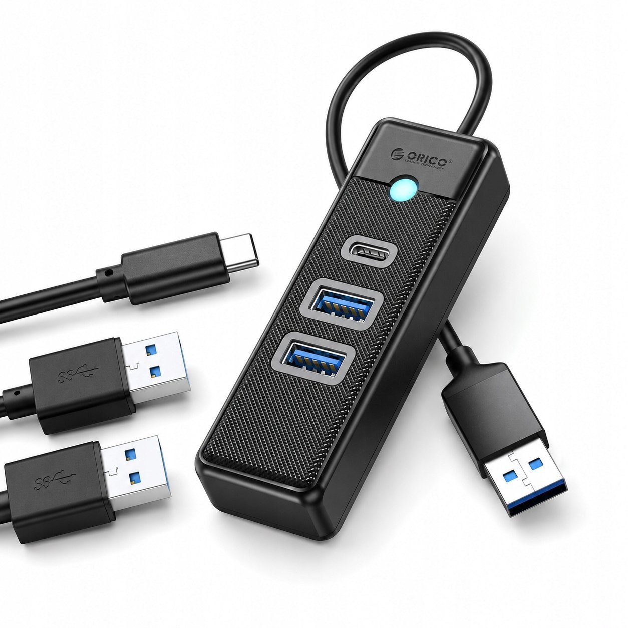 HUB USB Orico PWC2U-U3 3-portowy 2x USB-A 3.0 1x USB-C 3.0 1,8 m - czarny 6941788855403