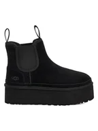 Botki damskie - UGG Skórzane sztyblety "W Neumel Platform Chelsea" w kolorze czarnym - miniaturka - grafika 1