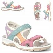 Sandały damskie - 38 Rieker Sandały Damskie Sportowe Turystyczne na Rzepy Wygodne Kolorowe - miniaturka - grafika 1