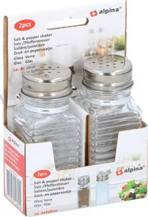 Alpina solniczka i pieprzniczka shakers szkło/stal nierdzewna przezroczysta/srebrna 2 sztuki - Pojemniki na przyprawy - miniaturka - grafika 1