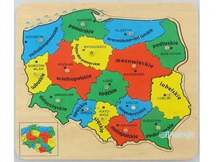 MAPA POLSKI - DREWNIANE PUZZLE Z KOŁECZKAMI - Zabawki interaktywne dla dzieci - miniaturka - grafika 1