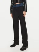 Spodnie damskie - Sisley Spodnie materiałowe 485XLF05M Czarny Wide Leg - miniaturka - grafika 1