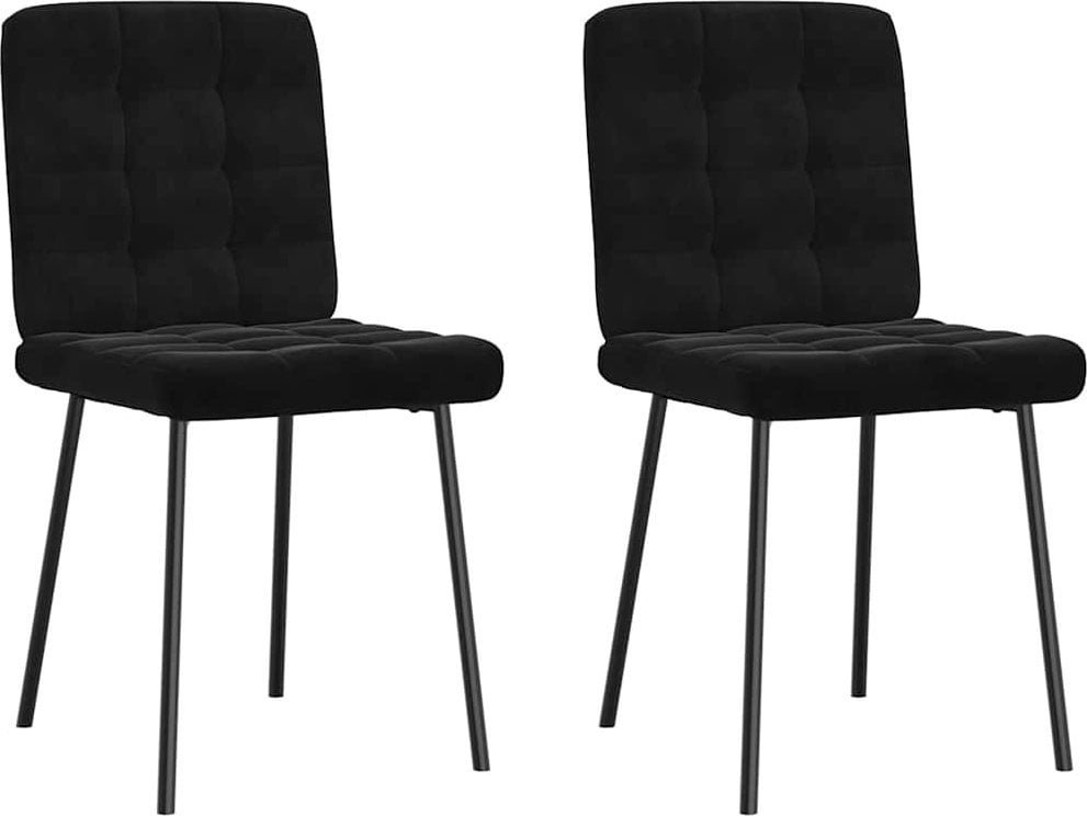 Krzesła stołowe, 2 szt., czarne, obite aksamitem
