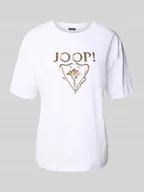 Koszulki i topy damskie - T-shirt z cekinowym obszyciem z logo model ‘TOMMA’ - miniaturka - grafika 1