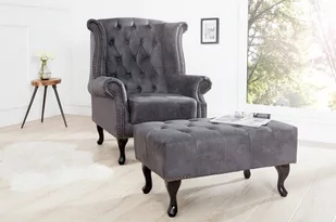 Invicta Interior Fotel wingfield chesterfield szary 37473 - Fotele - miniaturka - grafika 1