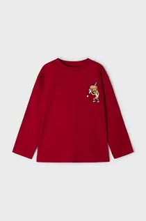 Bluzki dla chłopców - Mayoral longsleeve bawełniany dziecięcy kolor czerwony z nadrukiem - grafika 1