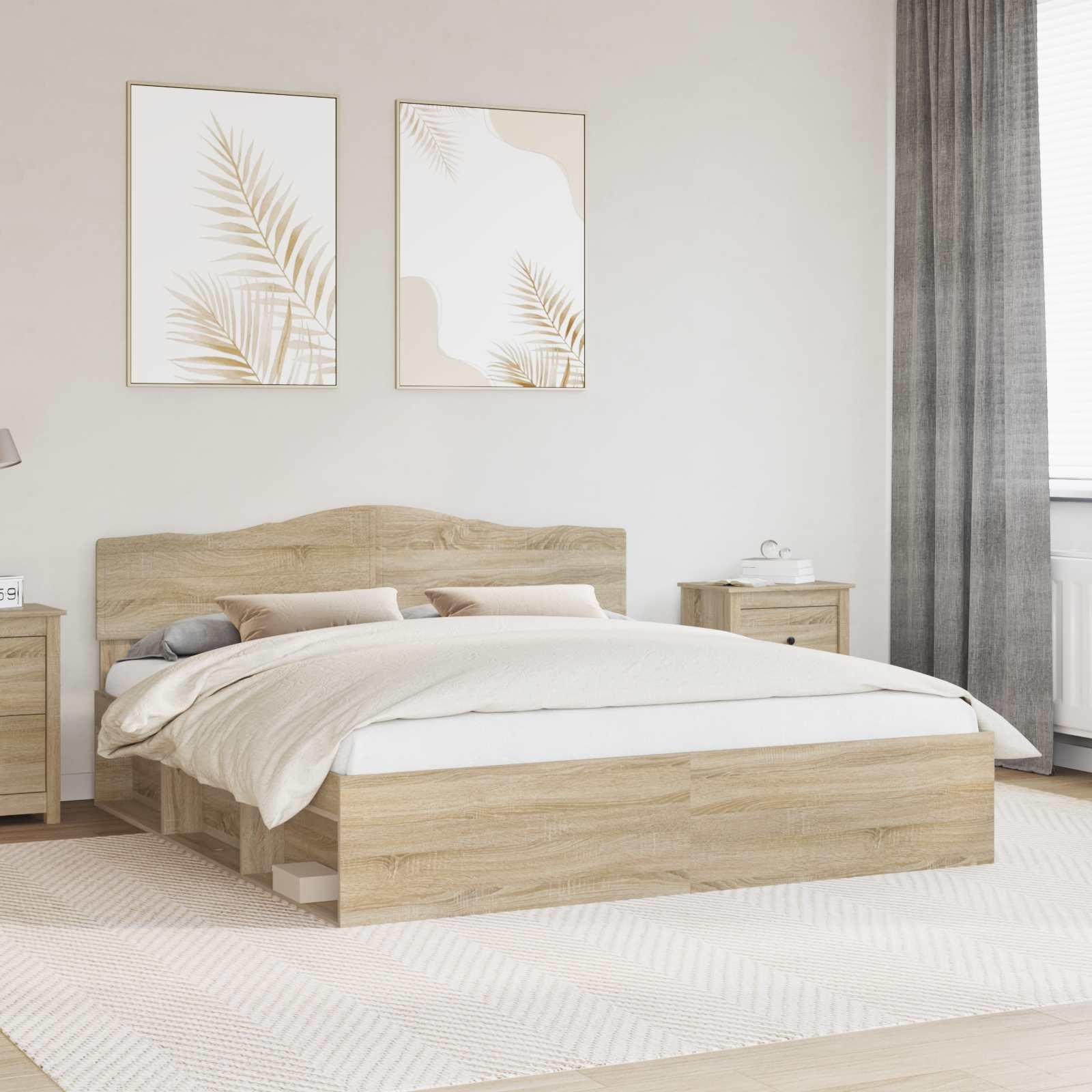 vidaXL Ramka łóżka Sonoma Lekkie drewno sosnowe 200 x 200 cm