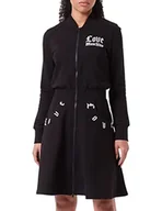 Sukienki - Love Moschino Damska sukienka z długim rękawem z przodu z podwójnym suwakiem, z kieszeniami i nadrukiem gotyckim logo, czarny, 38 - miniaturka - grafika 1