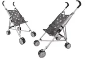 Wózki dla lalek - Wózek Dla Lalek Spacerówka Szary w Gwiazdki - miniaturka - grafika 1