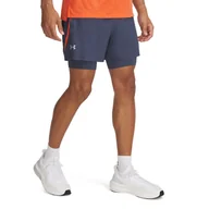 Spodenki męskie - Męskie Spodenki UNDER ARMOUR UA LAUNCH 5'' 2-IN-1 SHORTS 1382640-045 – Szary - miniaturka - grafika 1