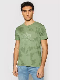 Koszulki męskie - Alpha Industries T-Shirt Basic T Batik 116517 Zielony Regular Fit - grafika 1