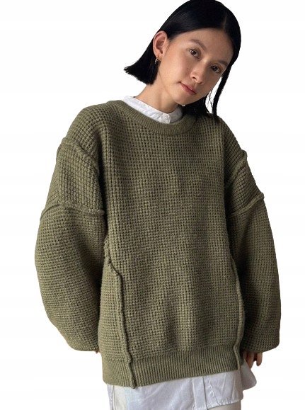 SWETER DAMSKI ZIELONY Z DŁUGIM RĘKAWEM S ŁKA