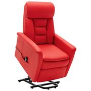 Fotele - vidaXL Podnoszony fotel rozkładany, czerwony, obity sztuczną skórą - miniaturka - grafika 1