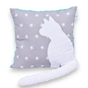 Kołdry i poduszki dla dzieci - Poduszka kotek z ogonem poduszka kot 3D gwiazdki - miniaturka - grafika 1