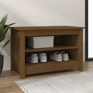 Szafki na buty - vidaXL Ławka na buty miodowy brąz 70x38x45,5 cm lite drewno sosnowe - Ławka na buty - Ławka na buty - Ławka z miejscem do przechowywania - Stojak na buty - miniaturka - grafika 1